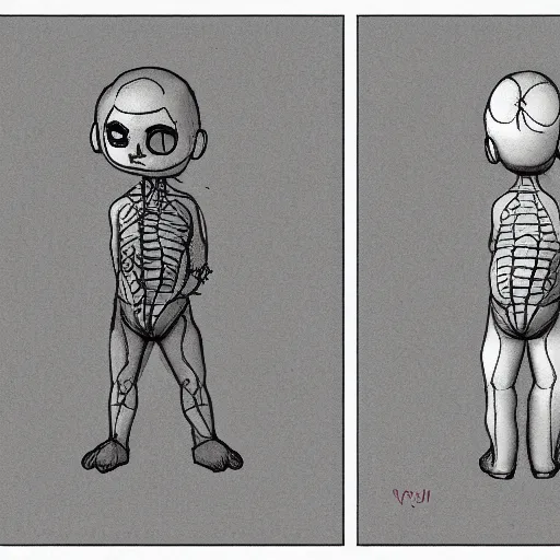 Image similar to anatomy study of animal crossing character in hell, pain, yeltsin