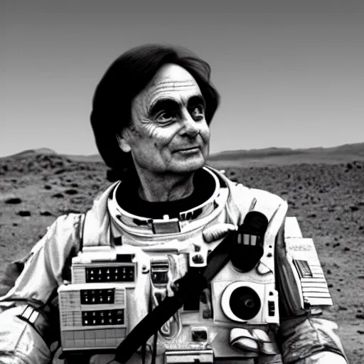 Prompt: extremely detailed photo of carl sagan in mars, detailed face