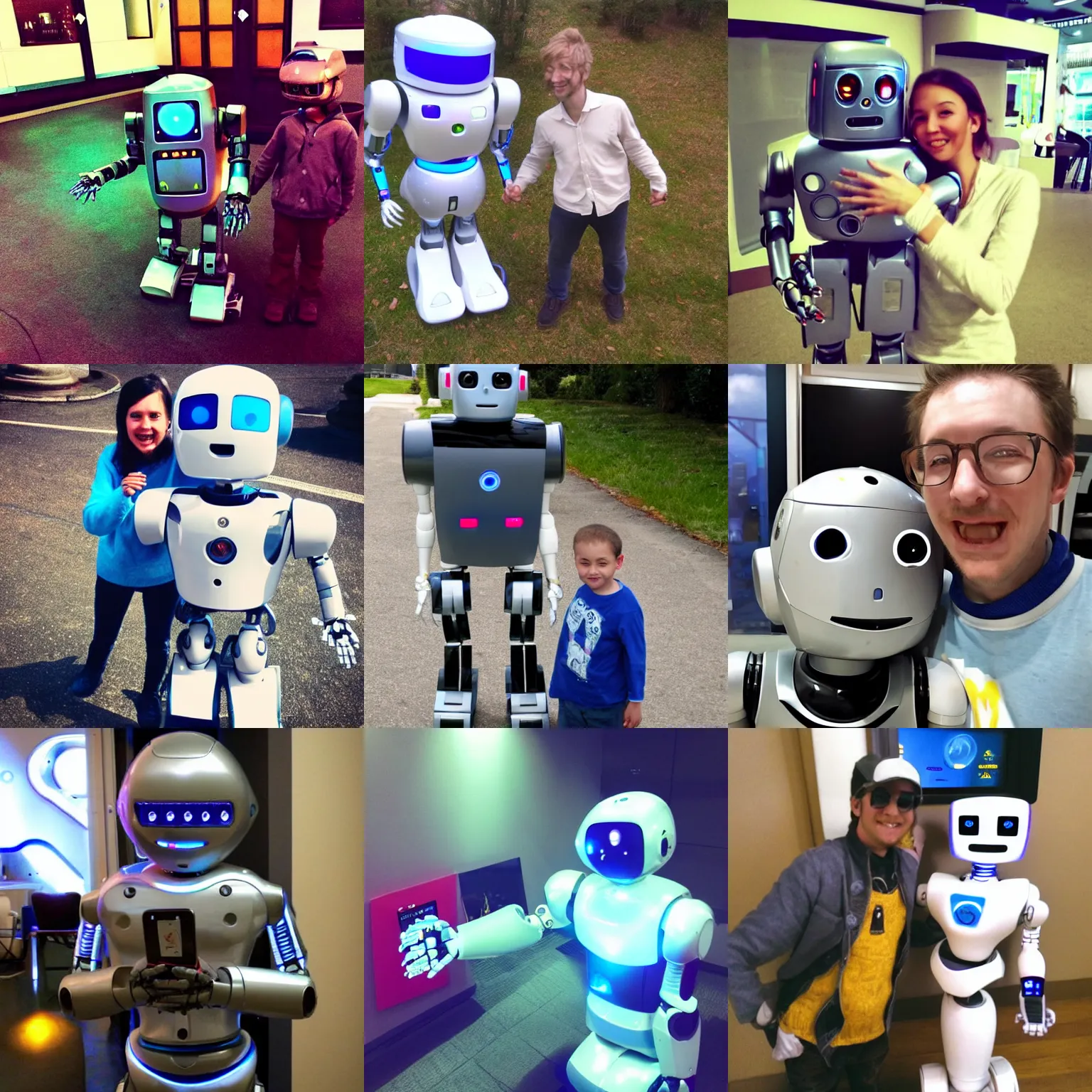 Prompt: <photo hd crisp><robot friendly cute adorable desire=hug>selife with a cool robot i found</robot></photo>