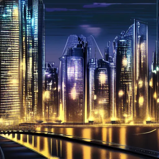 Prompt: futuristic cityscape at night digital art 4 k hdr