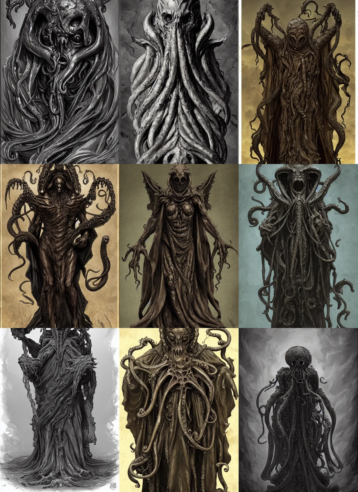 Prompt: italian renaissance cthulhu black statue, highly detailed, artstation, concept art, sharp focus, illustration, giger, rutkowski, mucha