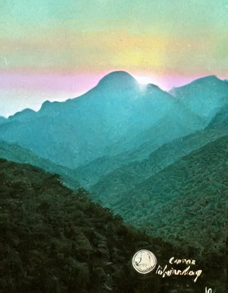 Prompt: vintage color photo of a bright light floating over the jungle in Cordillera De Los Andes, 8k definition