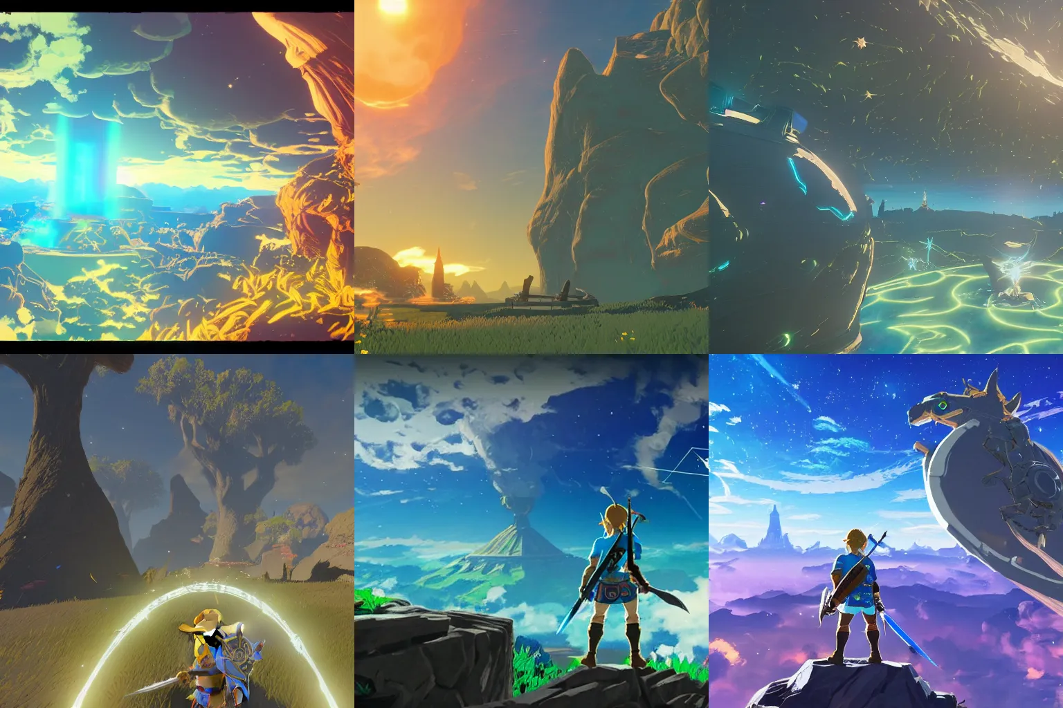 Prompt: zelda breath of the wild, space station, fantasy, sci - fi, outer space, galaxy, stars, hue, 4 k 6 0 fps raytracing