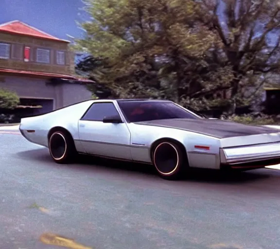 Image similar to a pov shot, color cinema film still of knight rider kitt pontiac, cinematic.