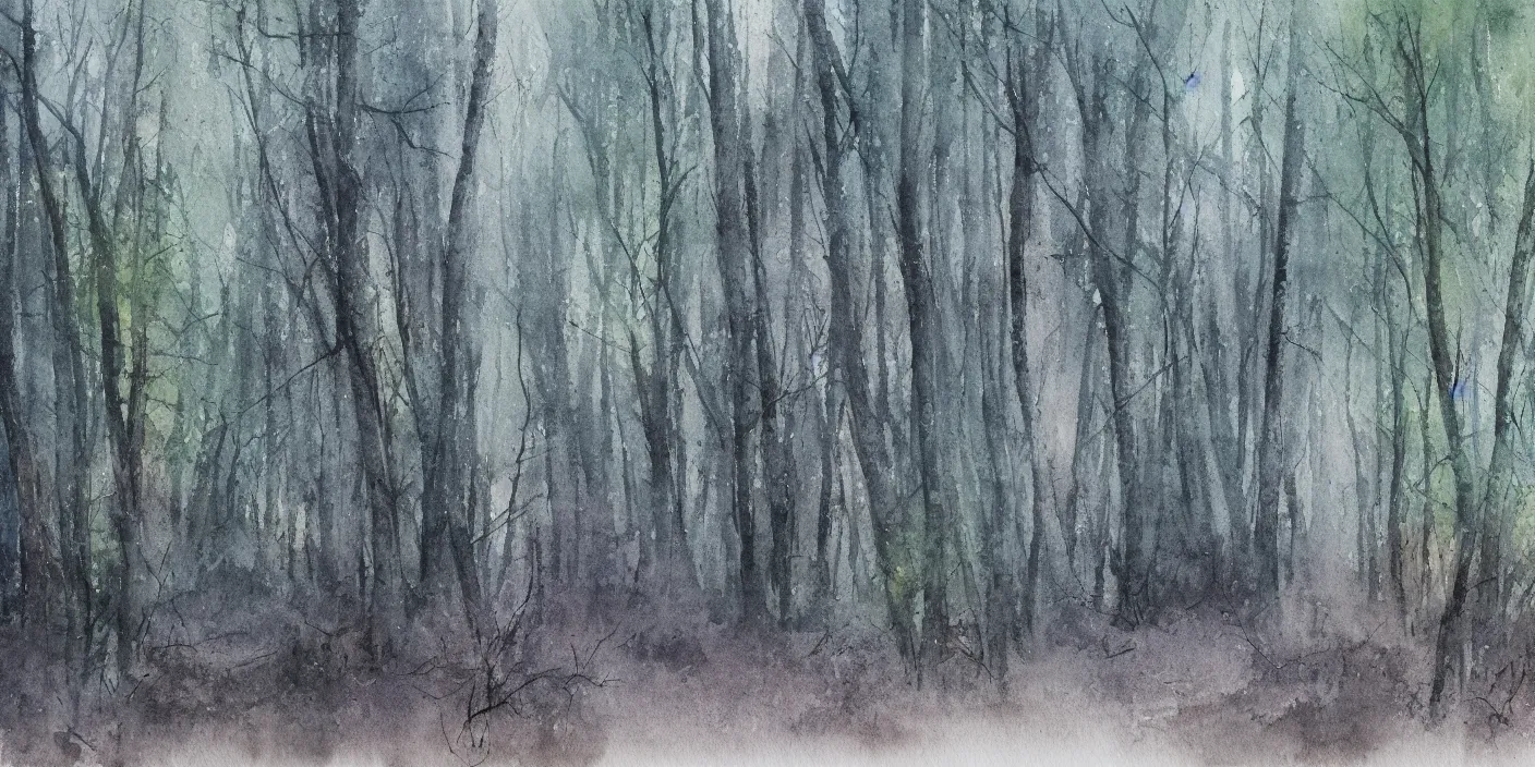 Image similar to forest, cinematic lighting, detailed watercolor, hyperrealistic, 8k