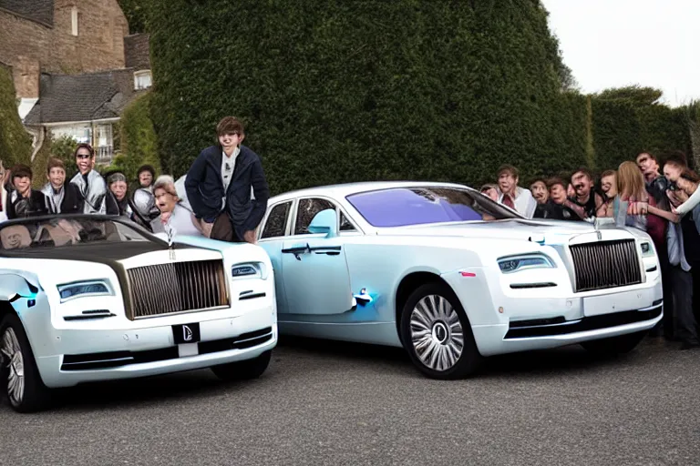 Image similar to stoned teenagers decided to drown Rolls-Royce