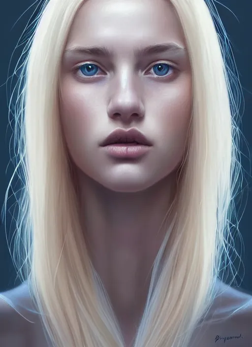 Image similar to symmetry!! portrait of young woman blessed with ever - increasing physical and mental perfection, slice - of - life, realism, blonde hair, perfect face!! intricate, elegant, highly detailed, vision of holy perfection!! digital painting, artstation, concept art, smooth, sharp focus, illustration, humanity, art by artgerm and greg rutkowski and alphonse mucha