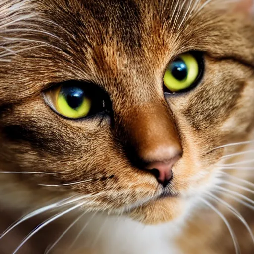 Image similar to studio photo of a completely brown cat with yellow eyes