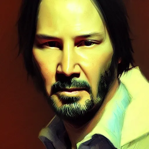 Prompt: keanu reeves as a fish, closeup portrait by greg rutkowski, realistic face, digital art,