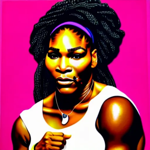 Image similar to serena williams portrait painting kehinde wiley