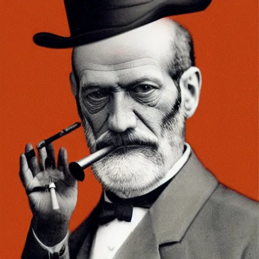 Image similar to portrait of sigmund freud morphed with a monkey smoking a cigar, hyper detailed face