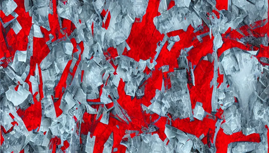 Prompt: abstract intricate 3 d fidenza red white ice style graffiti, seamless