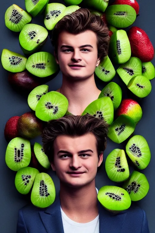 Prompt: 📷 joe keery as kiwi fruit 🥝, made of food, head portrait, dynamic lighting, 4 k