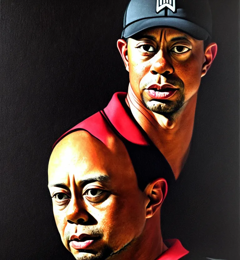 Image similar to tiger woods portrait by caravaggio.