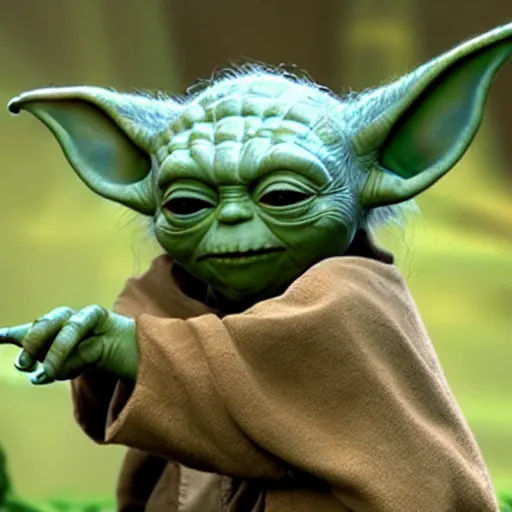 Prompt: yoda in a photo realistic nature show