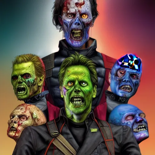 Image similar to a portrait of the avengers as zombies, highly detailed, digital photo, hdri, by christopher bretz and john carpenter, vivid colors, high contrast, 8 k resolution, intricate, photorealistic, smooth, psychedelic color scheme, concept art, award winning, cg society contest winner