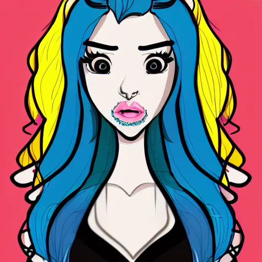 Image similar to blue hair girl by anna cattish, procreate character design animation sketch