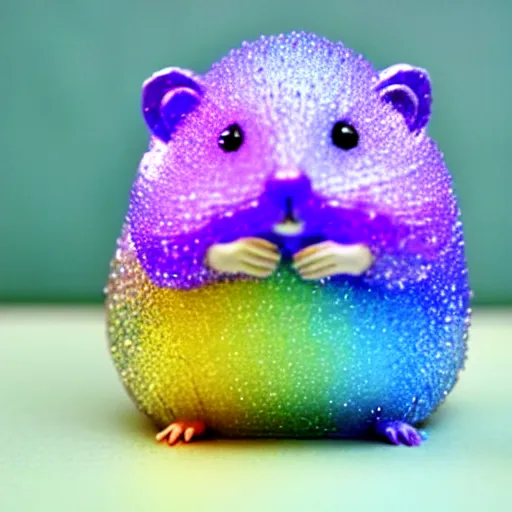 Image similar to hamster made out of rainbow crystals