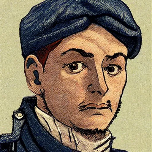 Image similar to portrait still of a ww 1 army surgeon, art style by maurice sendak,