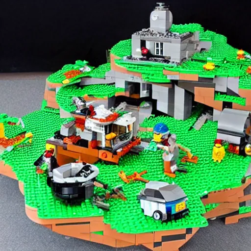 Image similar to Lego overgrown deserted island city