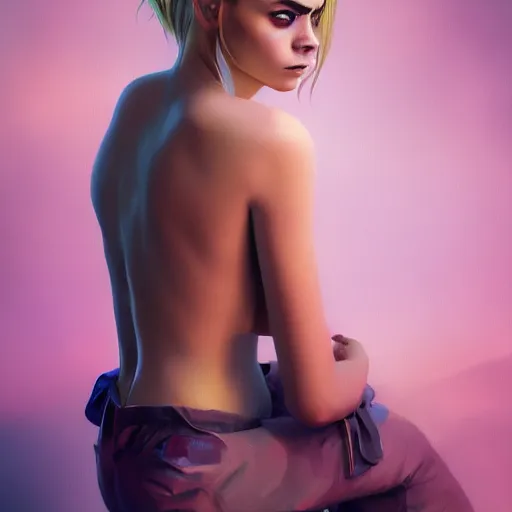 Prompt: cara delevingne, full body portrait colorful oil painting by mad dog jones, charlie bowater, yuumei, yanjun cheng, unreal 5, daz, hyperrealistic, octane render, rpg portrait, dynamic lighting, fantasy art, beautiful face