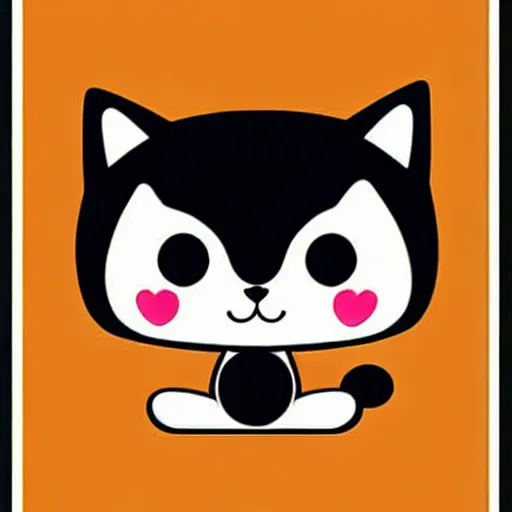 Image similar to Kawaii anime cute cat, art poster graphic