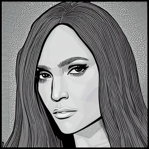 Image similar to “ jennifer lopez retro minimalist portrait by jean giraud, moebius starwatcher comic, sharp, smooth face, 8 k ”