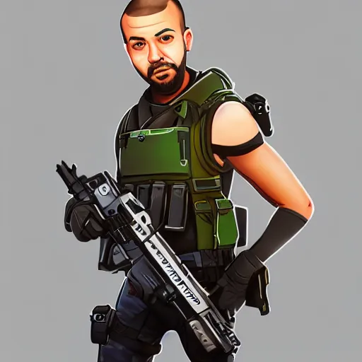 Image similar to andrew tate in the style of a fortnite character, digital art, high quality, very detailed