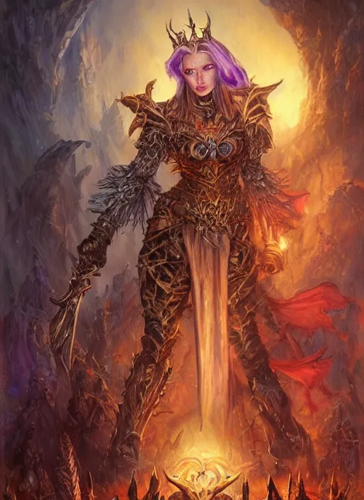 Image similar to wretched queen, corrupted, ultra detailed fantasy, dndbeyond, bright, colourful, realistic, dnd character portrait, full body, pathfinder, pinterest, art by ralph horsley, dnd, rpg, lotr game design fanart by concept art, behance hd, artstation, deviantart, hdr render in unreal engine 5