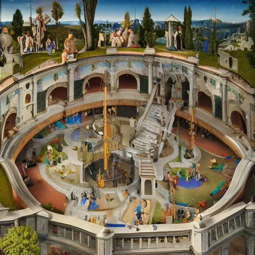 Image similar to A Well-known playground, by Hugh Kretschmer, Filippo Lippi, Omni Dimension, Overlooking Aerial, Ray tracing, 20mm, Close Up