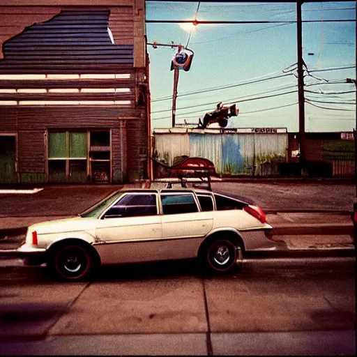 Prompt: “alien invasion photography, various subjects, cinestill 800t, in the style of William eggleston”