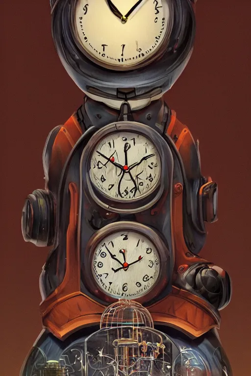 Prompt: the keeper of time, watches and all ticking things,, painted by wally wood and matt jefferies, trending on artstation, bright macro view pixar, award - winning, blueprint, chillwave, realism