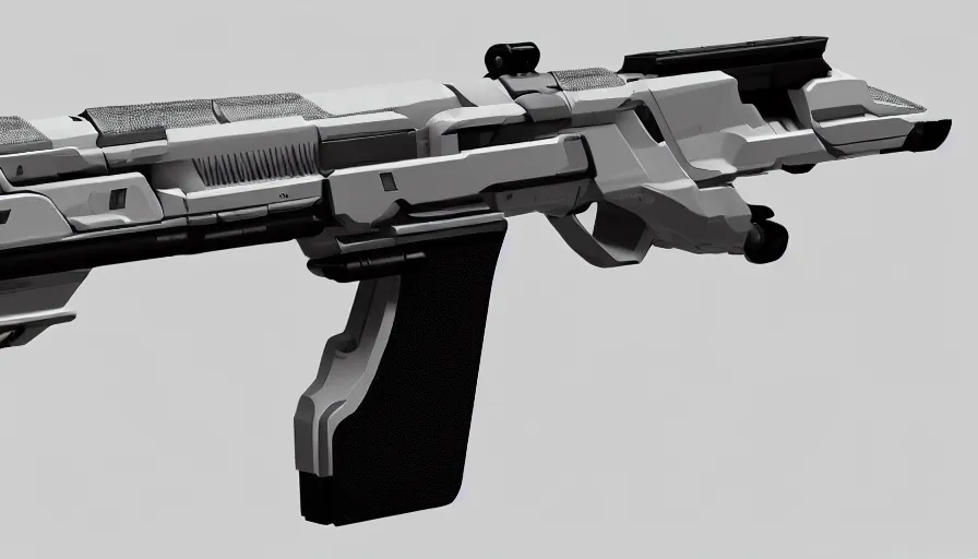 Prompt: extremely detailed ultra realistic photographic side view minimalist magnum pistol coilgun, detailed trigger, chemically propelled, battery, smooth streamline, battery and wires, railgun, chemrail, gauss, elegant sleek smooth body, white paint, smooth utopian design, ultra high quality, octane, artstation, destiny, warframe, terminator