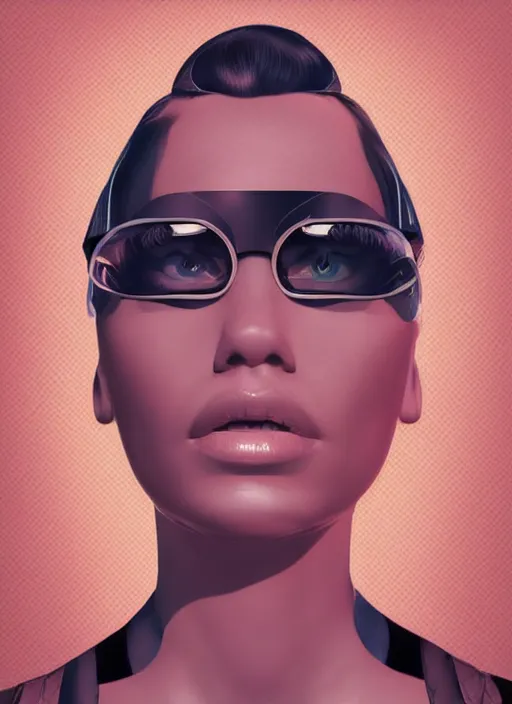 Image similar to photorealistic image of a retro futuristic portrait, vectorart, trending on pinterest, by chris moore