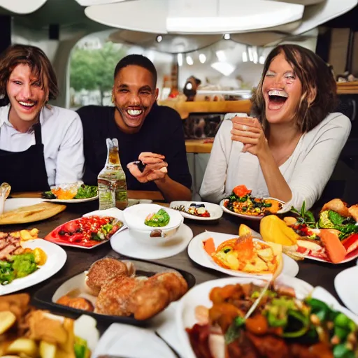 Image similar to Happy people in London eating good food
