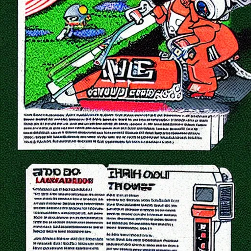 Prompt: A beautiful, highly detailed illustration of the intimidating 'last boss of lawnmowing' in an NES instruction manual