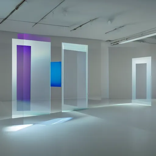 Prompt: an ultra high definition professional studio quality photograph of a transparent iridescent perspex pastel coloured art objects in an empty white room. dramatic lighting, ray tracing, refraction, shallow d. o. f, colour corrected, golden ratio, three point light. volumetric shadows. god rays.