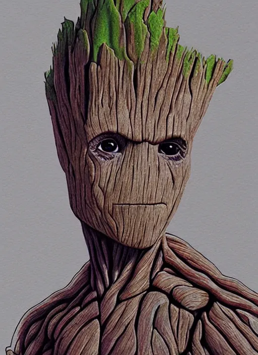 Prompt: a senior portrait of groot