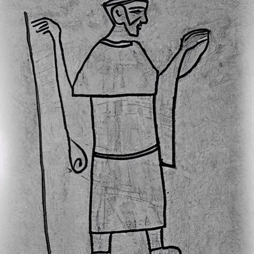 Image similar to simple line art outline of a 30 year old man in ancient Canaanite clothing