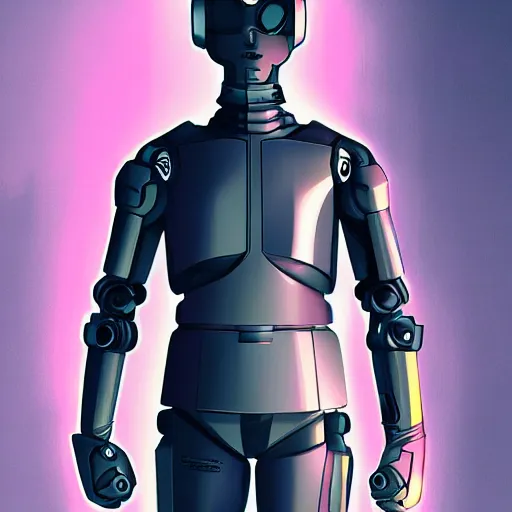 Image similar to cyberpunk robotic version of a tom cruise replica android, sharp lines, digital, artstation, colored in