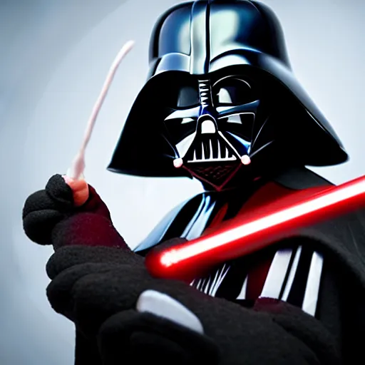Image similar to Darth Vader popping a ballon, hyper realistic, HD, HQ, photo realistic
