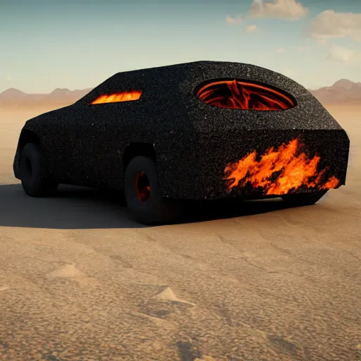 Image similar to an asteroid headed for burning man black rock desert with art cars and fire spinners detailed, 8 k, trending on artstation