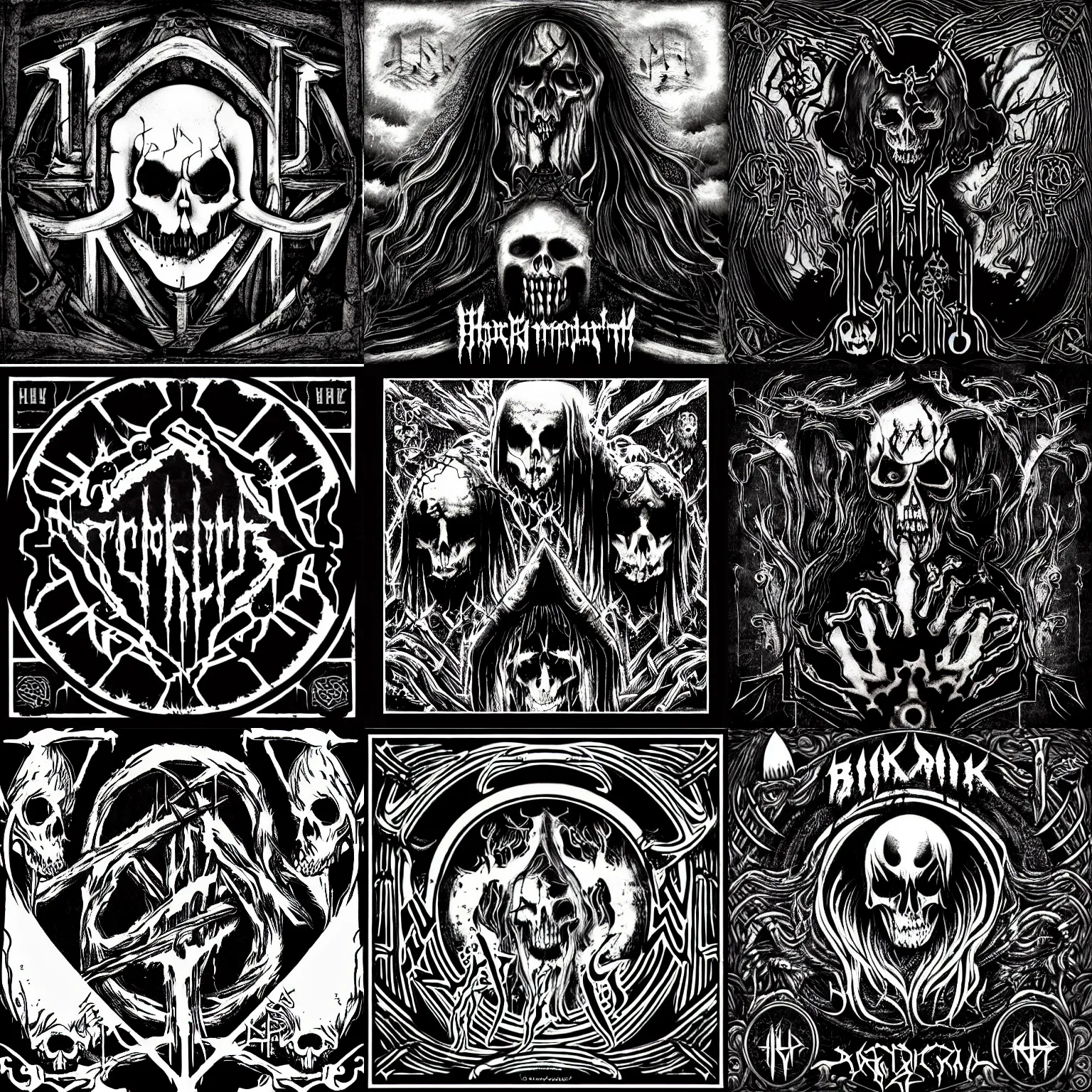 Prompt: black metal music album cover by hoksai