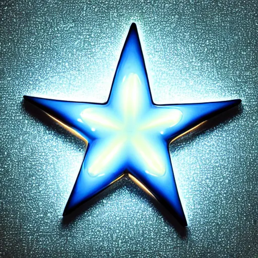 Image similar to dark blue glowing ceramic star shape, photograph