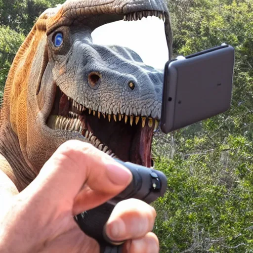 Image similar to dinosaur taking a selfie