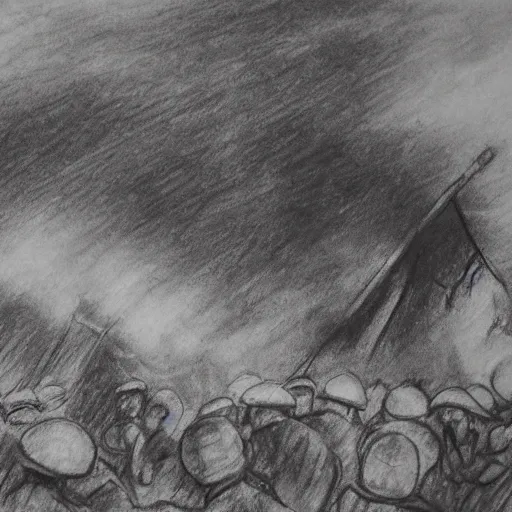Image similar to charcoal sketch of WW1 trench war