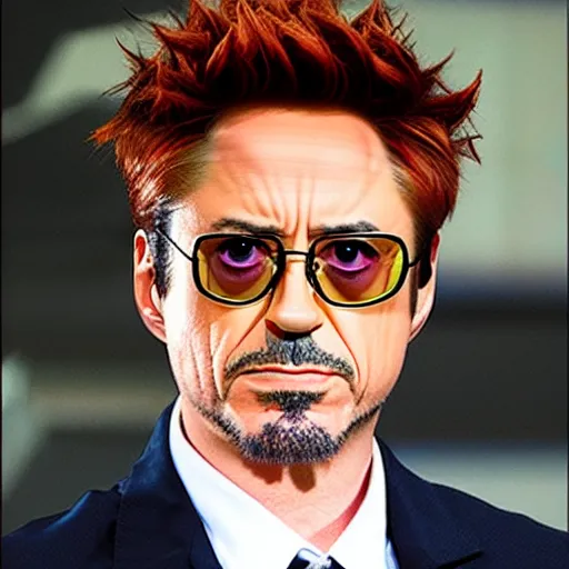 Prompt: robert downey as anime character, kyoto animation, magical