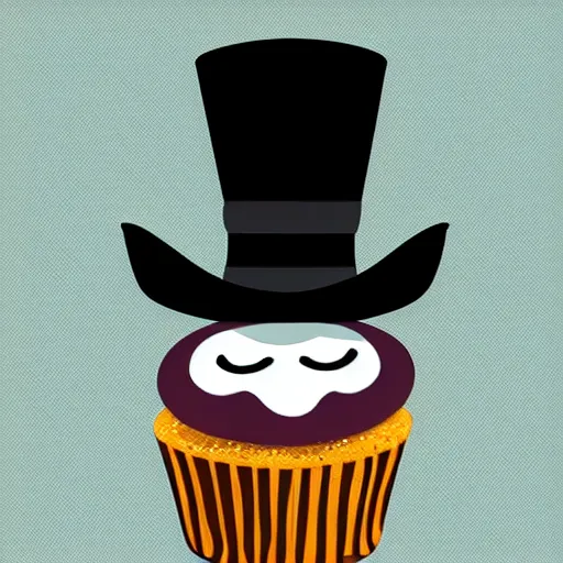 Image similar to A cupcake with a face and a top hat