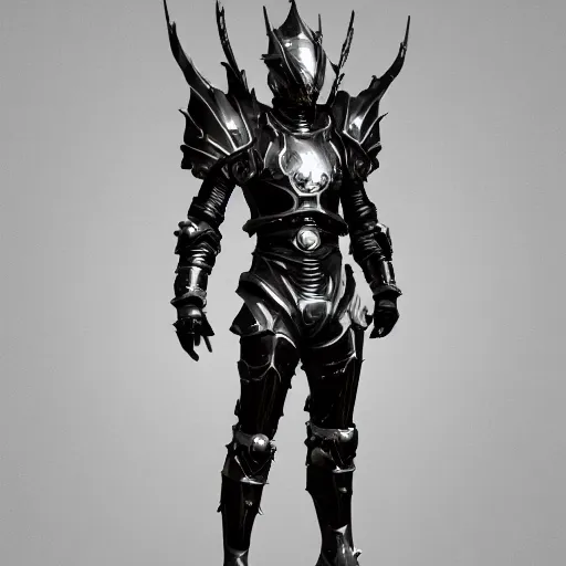 Prompt: full body digital painting of a futuristic dark king seraphim knight, in a pearl armor magicpunk chrome body sculpted intricate armor. big medium small details, reflect 8 k uhd, unreal engine, octane render in the artstyle of finnian macmanus, john park and greg rutkowski