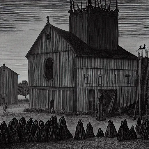 Prompt: salem witch trials, massachusetts, eerie, scary, black and white historical image, highly detailed, high resolution